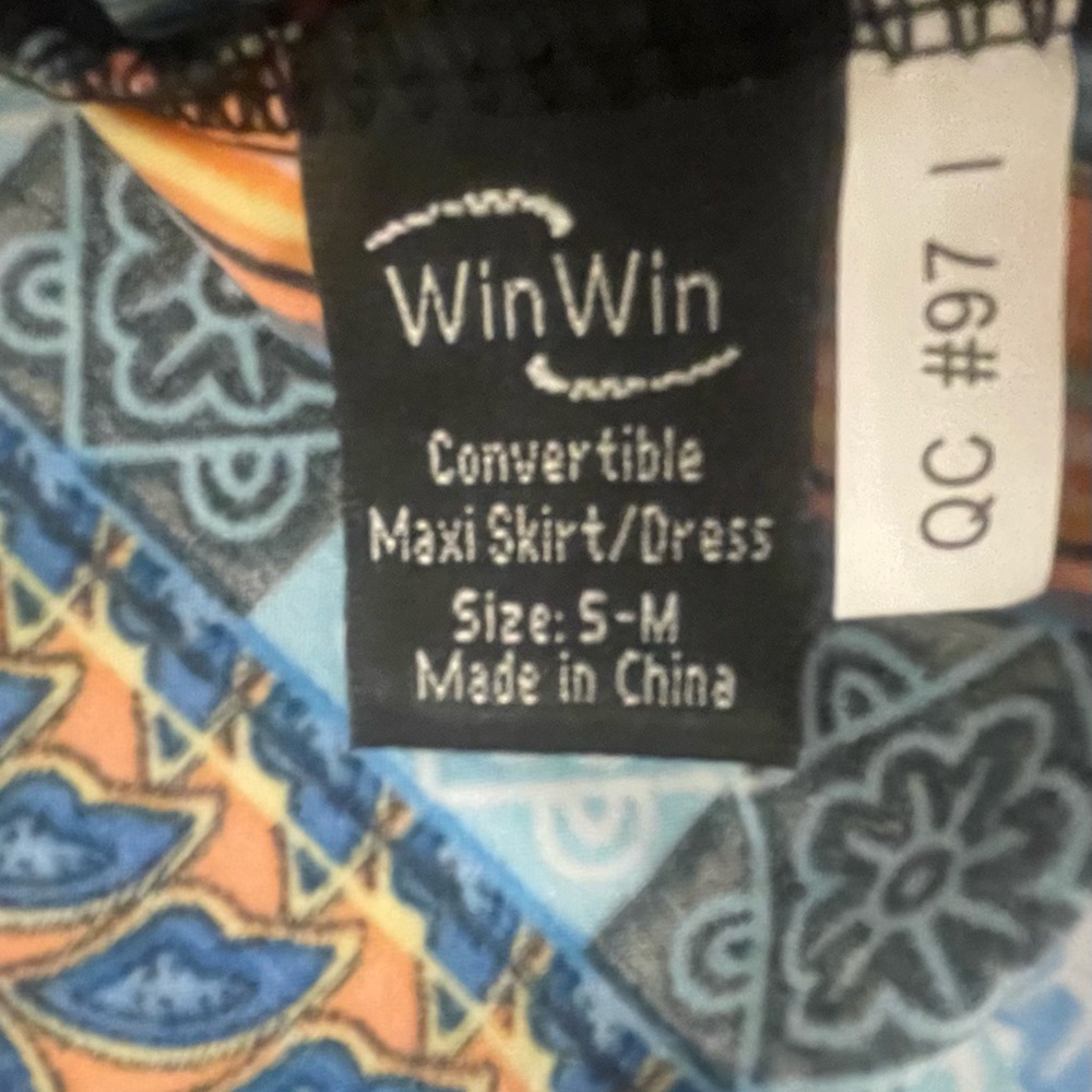 Vintage Patterned Hippie StyleMaxi Dress with Orange and Blue Patterns - Picture 7 of 9